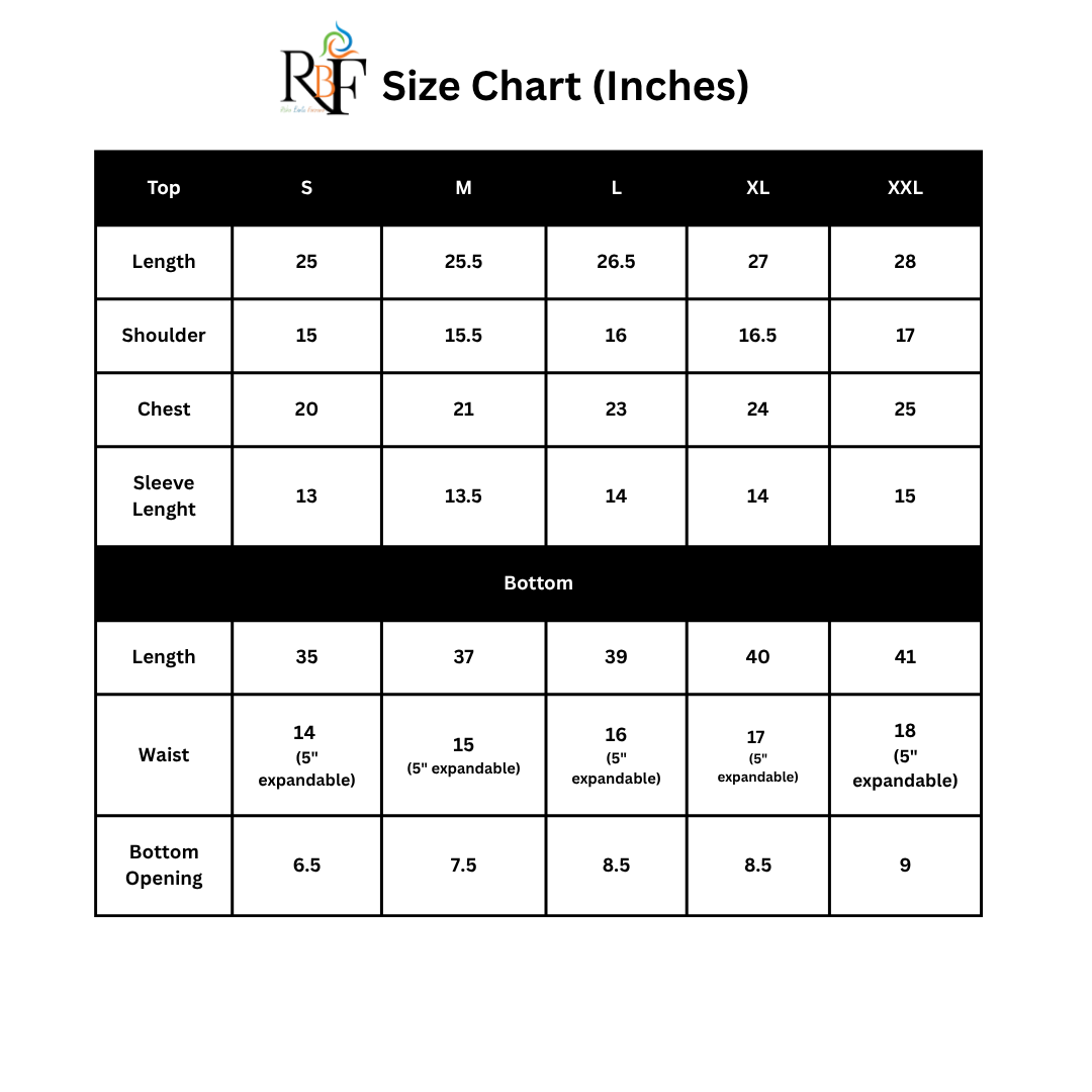 RBF Size chart