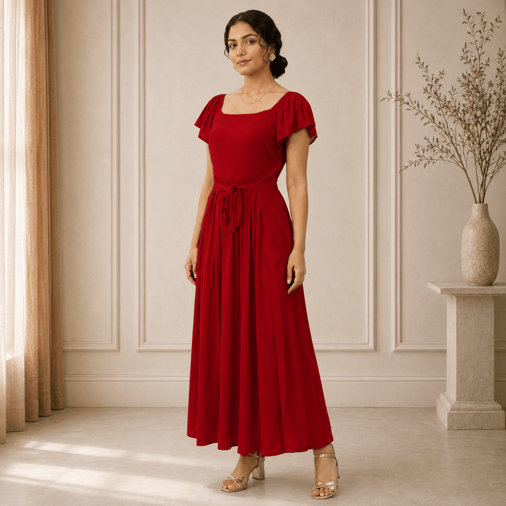 RBF 1 Piece - Ruby Red linen frock