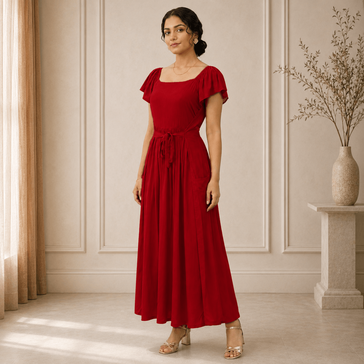 RBF 1 Piece - Ruby Red linen frock