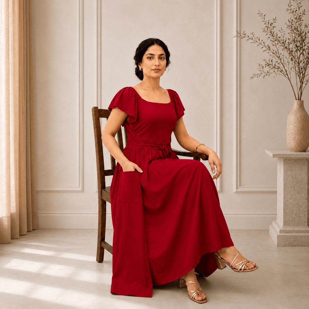 RBF 1 Piece - Ruby Red linen frock