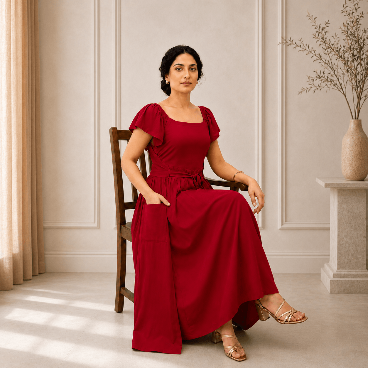 RBF 1 Piece - Ruby Red linen frock