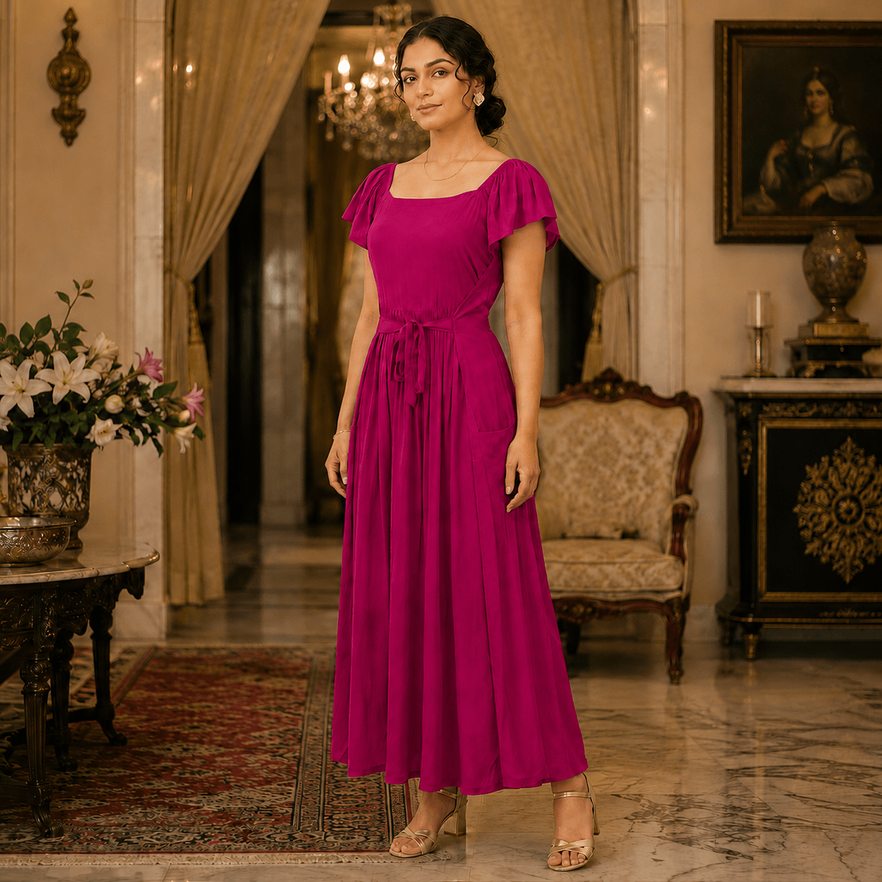 RBF 1 Piece - Fuchsia Magenta Linen Frock