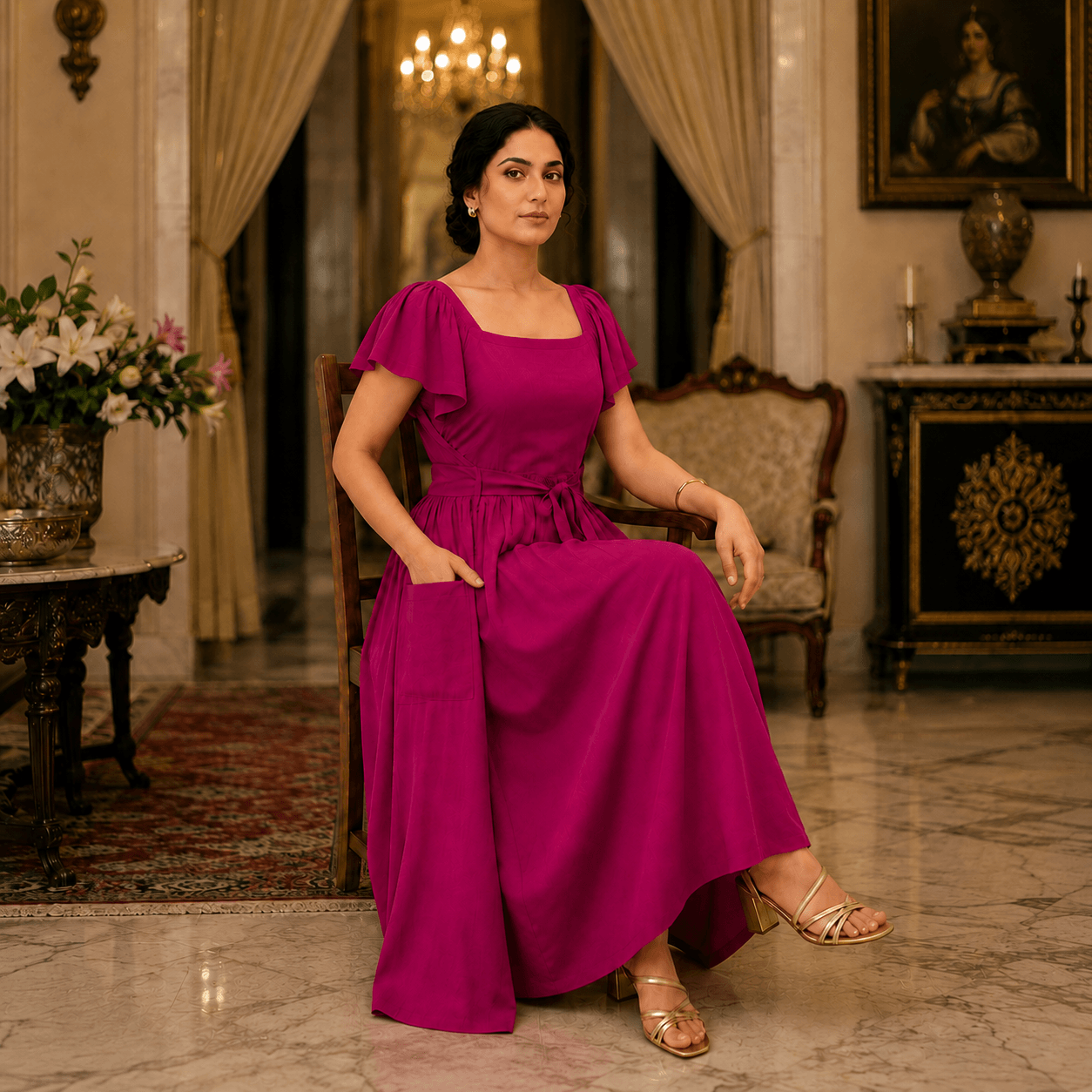 RBF 1 Piece - Fuchsia Magenta Linen Frock