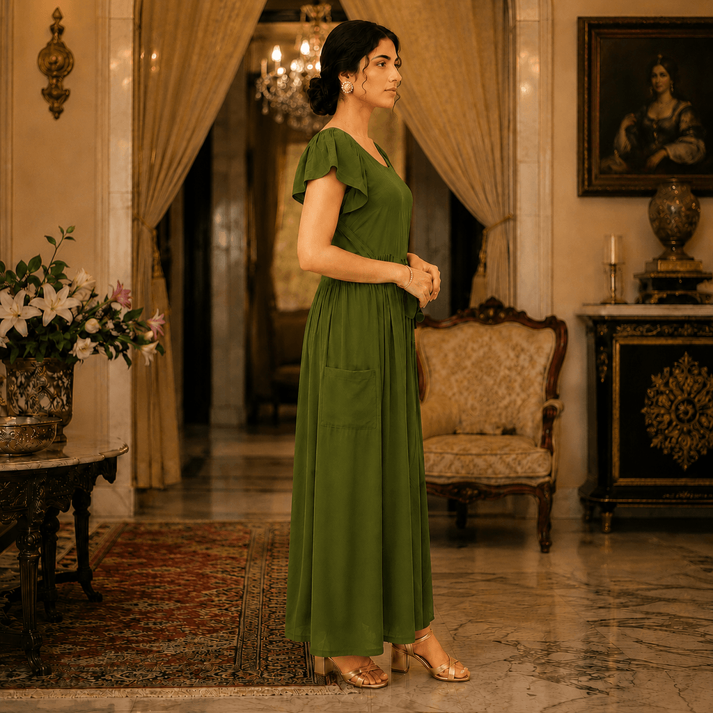 RBF 1 Piece - Olive Green linen frock