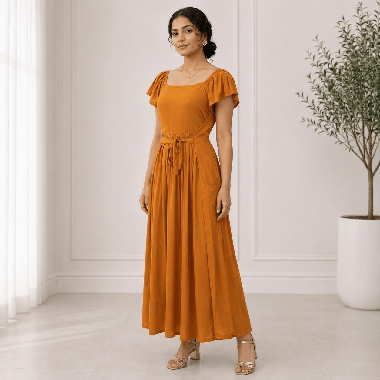 RBF 1 Piece - Rust Orange Linen Frock