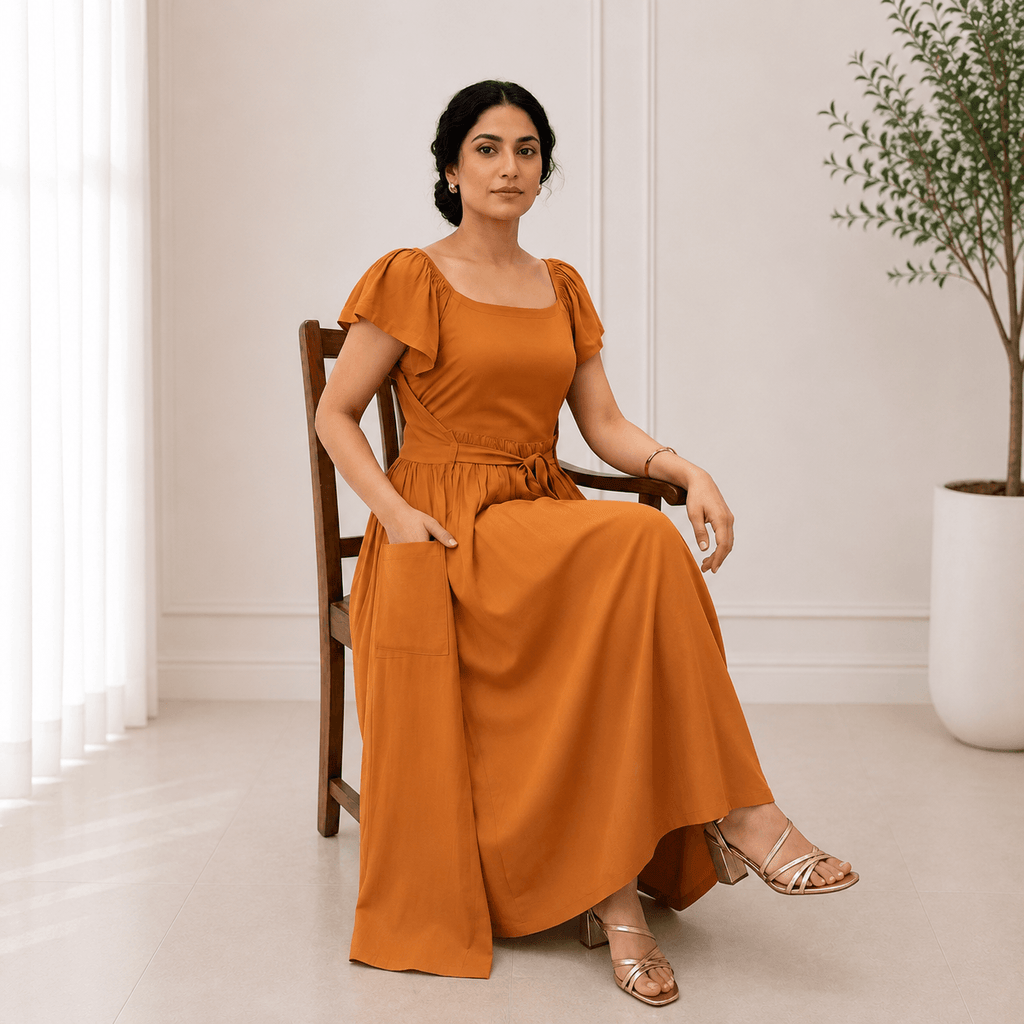 RBF 1 Piece - Rust Orange Linen Frock