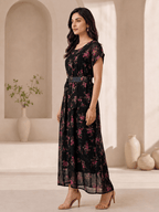 RBF 1 piece - Deep black floral dress