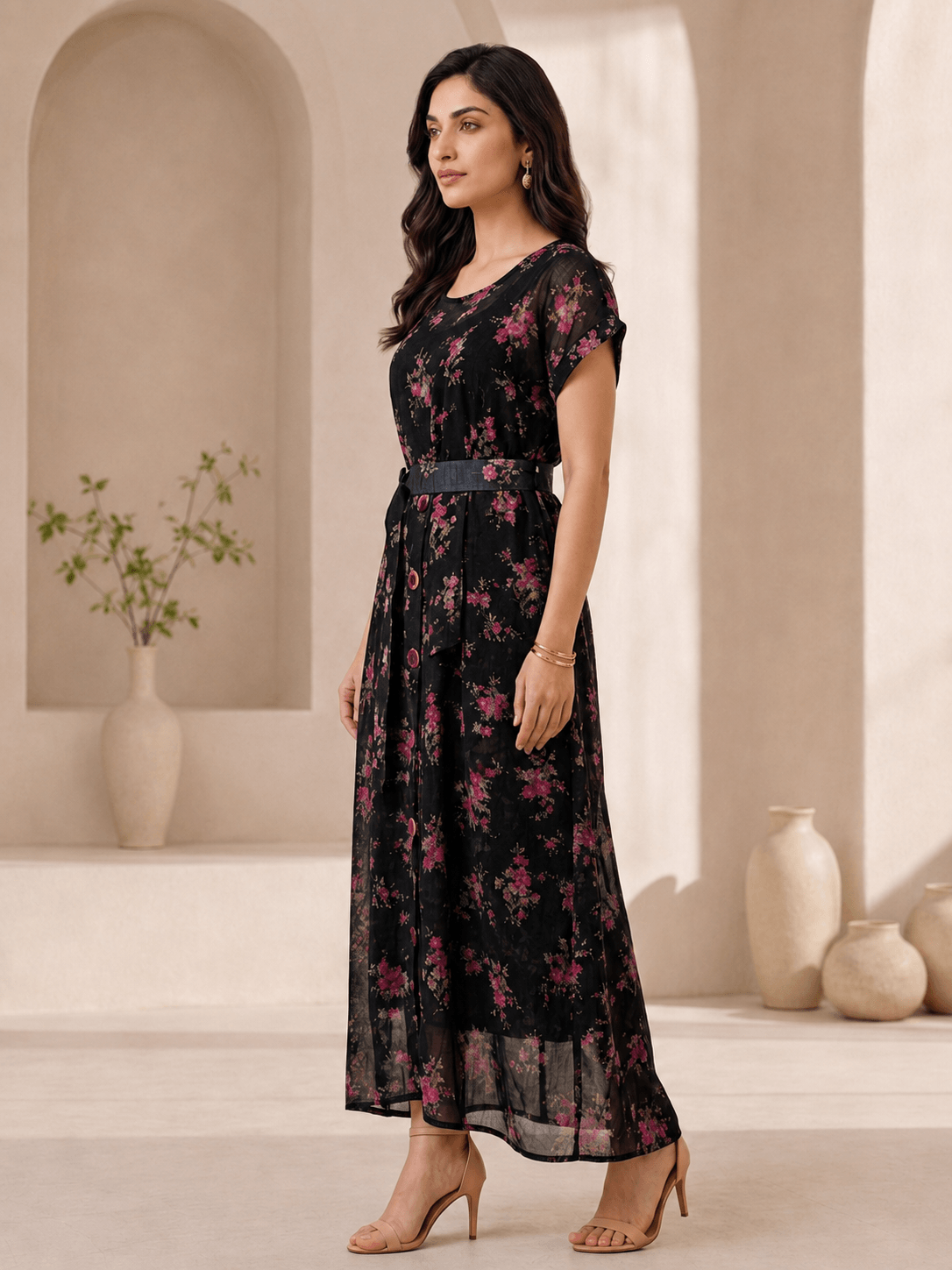RBF 1 piece - Deep black floral dress