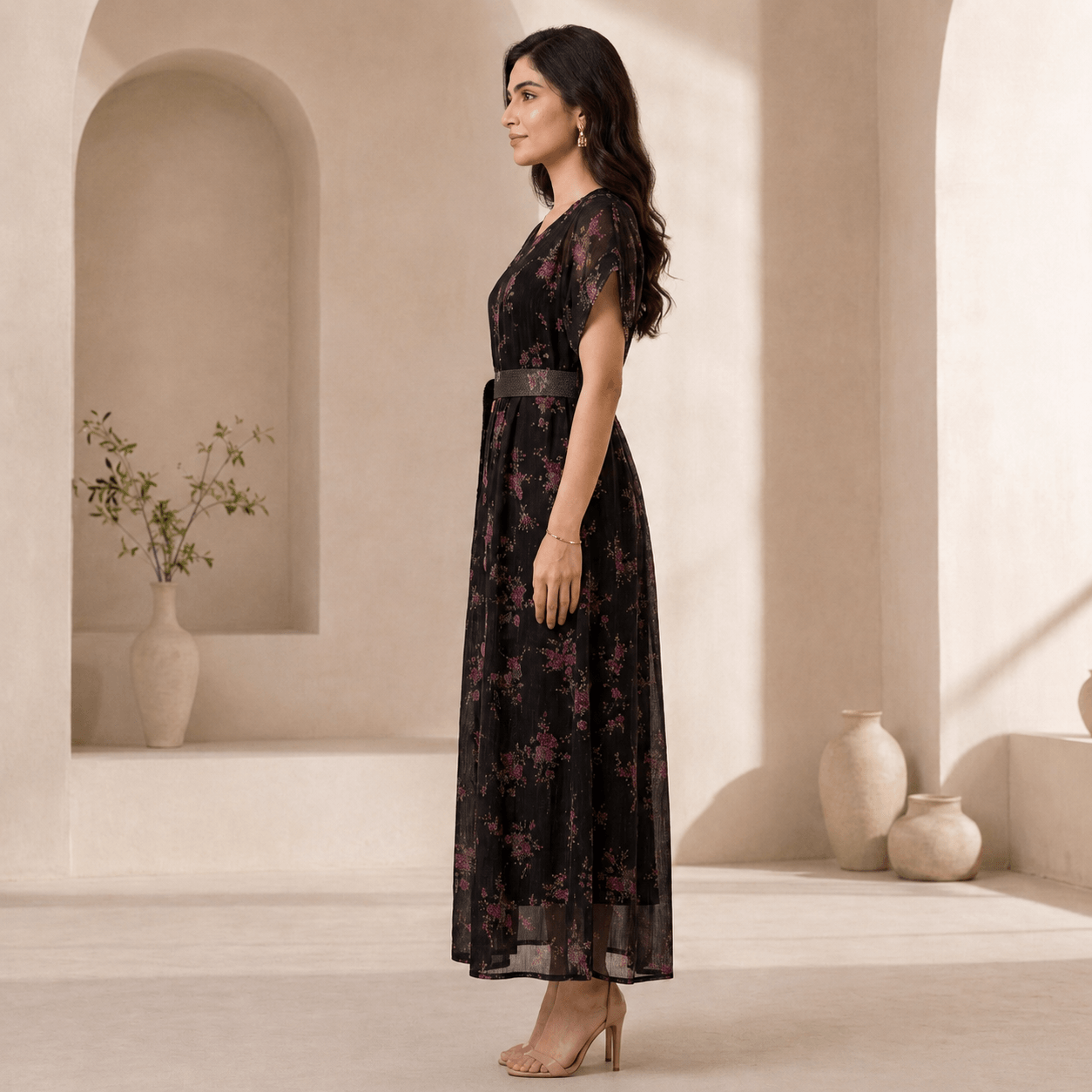 RBF 1 piece - Deep black floral dress