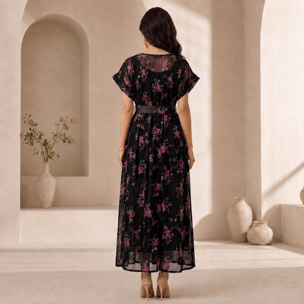 RBF 1 piece - Deep black floral dress