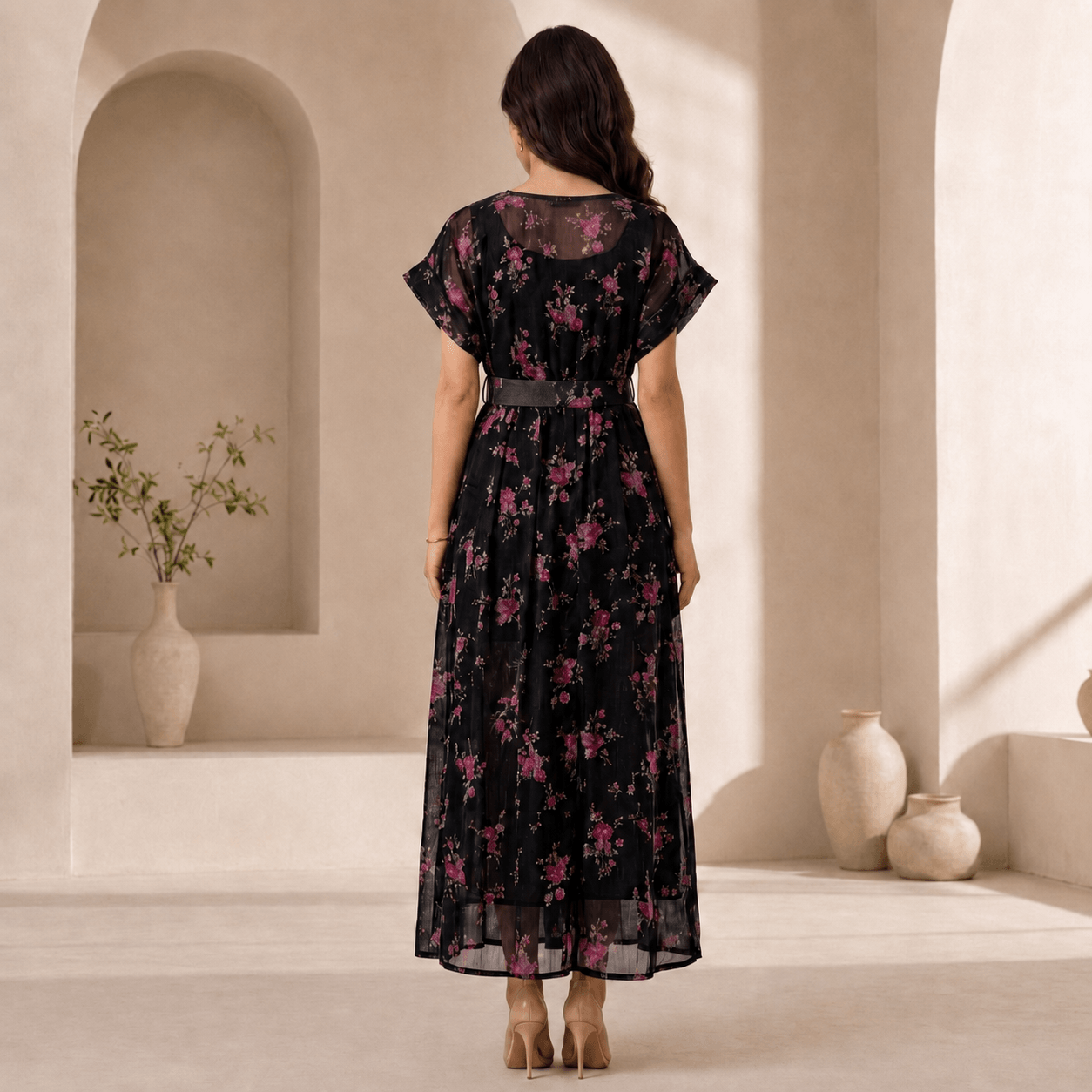 RBF 1 piece - Deep black floral dress