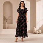 RBF 1 piece - Deep black floral dress