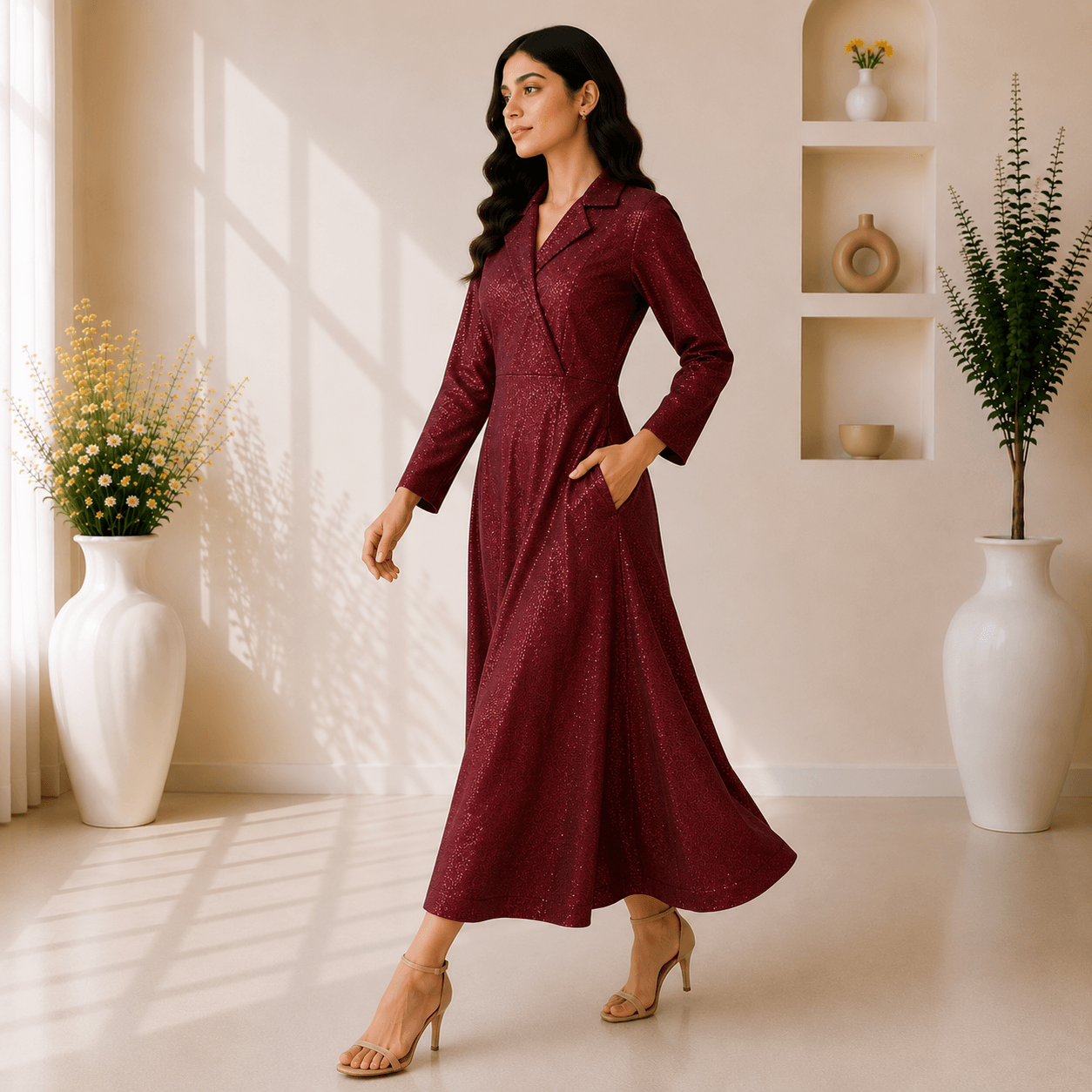 RBF 1 piece - Deep burgundy Maxi dress