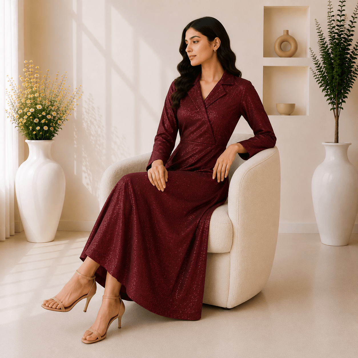 RBF 1 piece - Deep burgundy Maxi dress