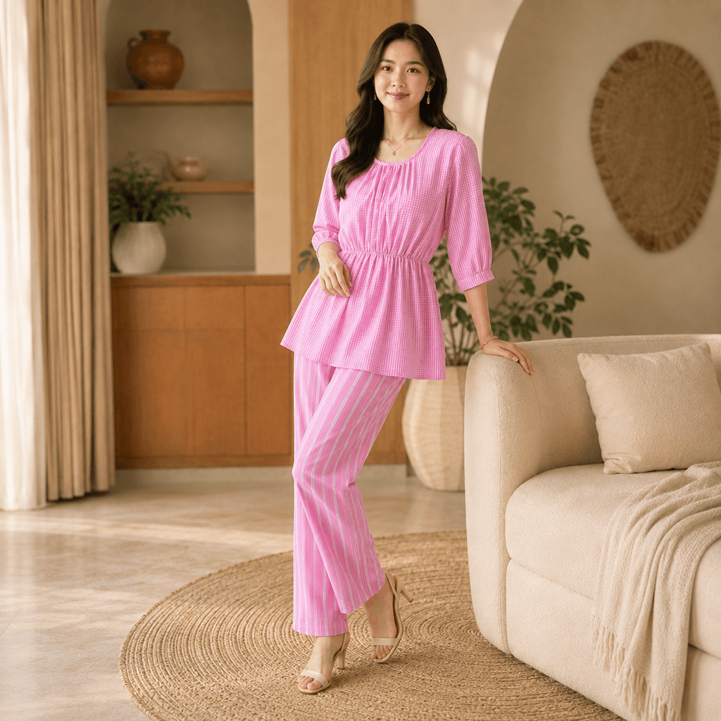 RBF 2 Piece - Blush Check & strips co-ord set