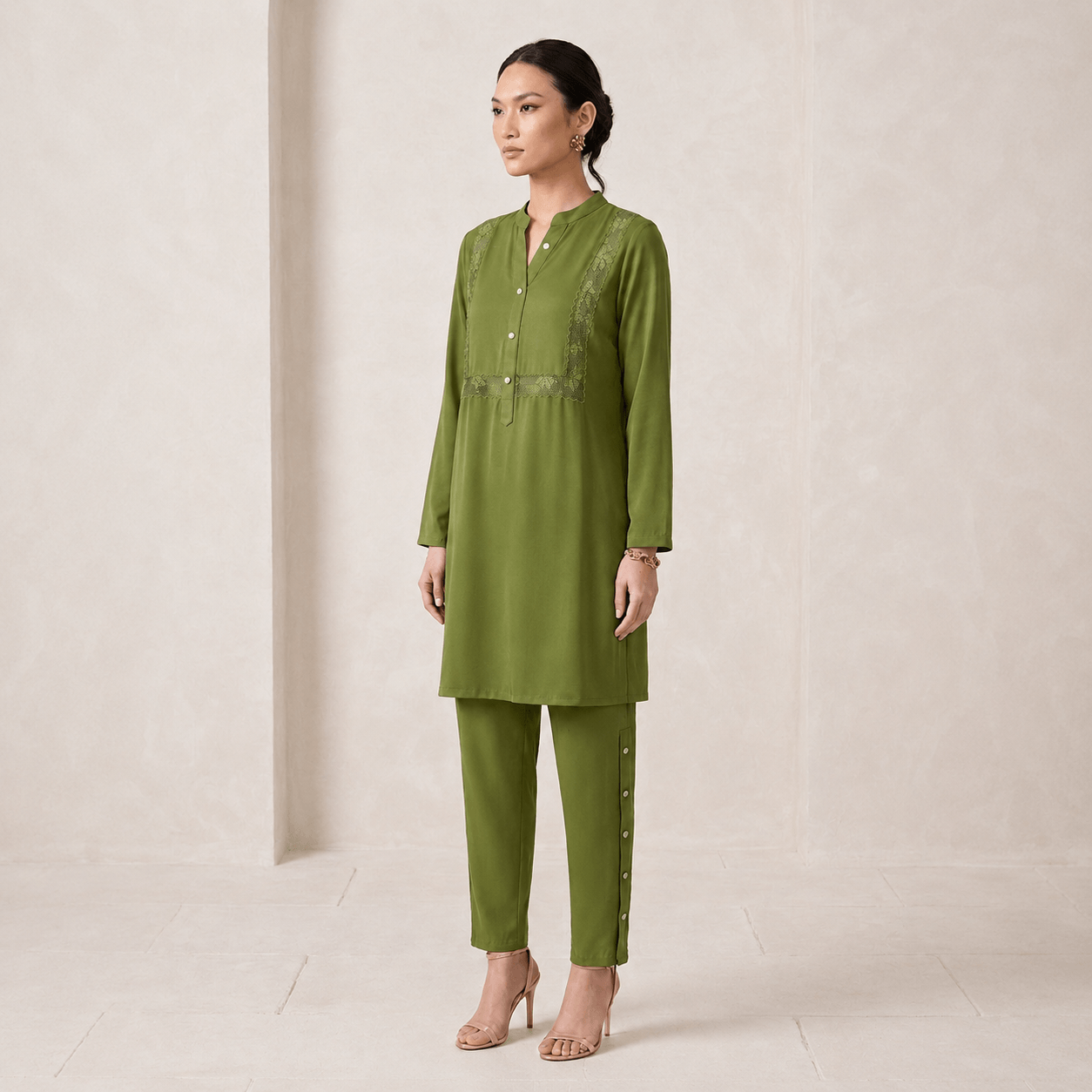 RBF 2 Piece - Olive Tarkashi Co-Ord Set