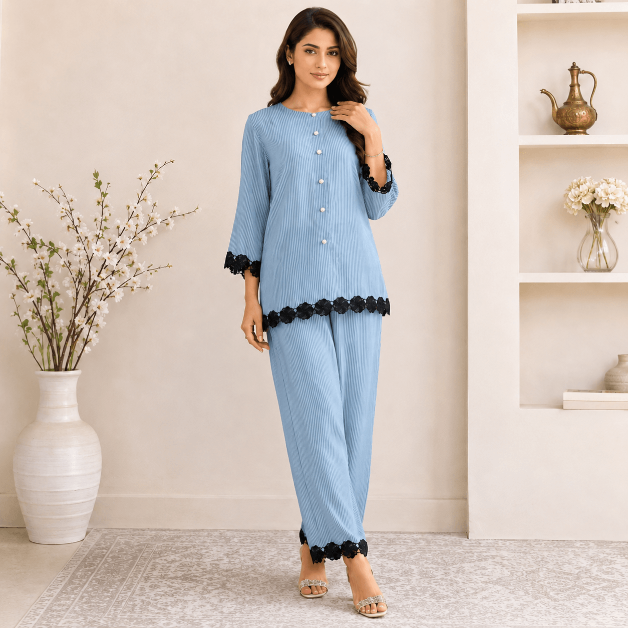 RBF 2 Piece - Powder Blue Lace Co-Ord Set