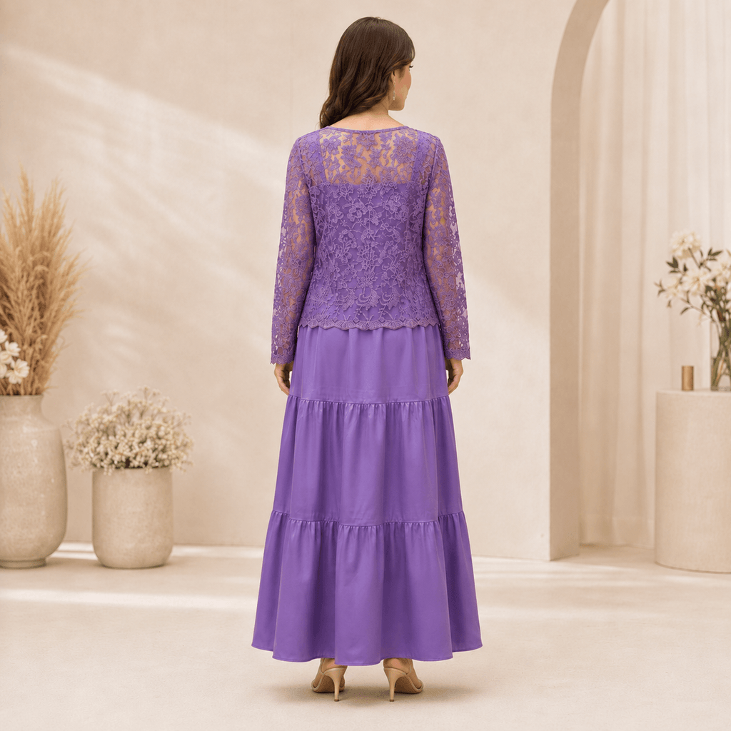 RBF 2 Piece - Silk Maxi Paired With Net Cardigan