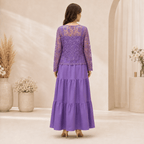 RBF 2 Piece - Silk Maxi Paired With Net Cardigan