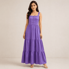 RBF 2 Piece - Silk Maxi Paired With Net Cardigan