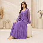 RBF 2 Piece - Silk Maxi Paired With Net Cardigan