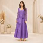 RBF 2 Piece - Silk Maxi Paired With Net Cardigan