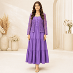 RBF 2 Piece - Silk Maxi Paired With Net Cardigan