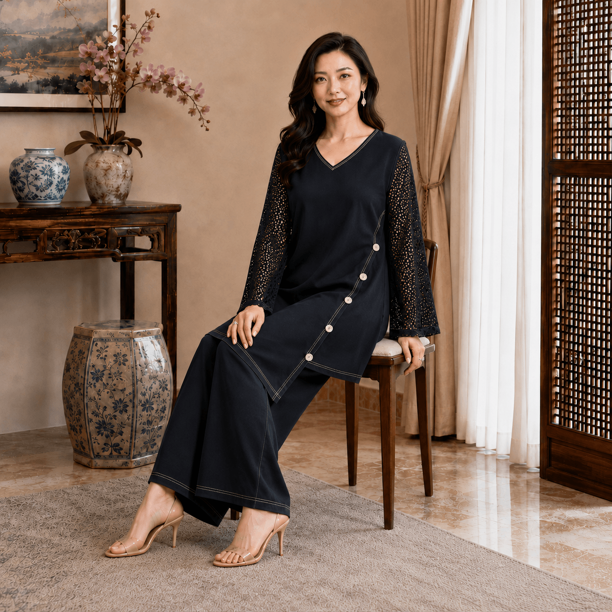 rbf 2 Piece - Black Bloom Ensemble Co-Ord Set 
